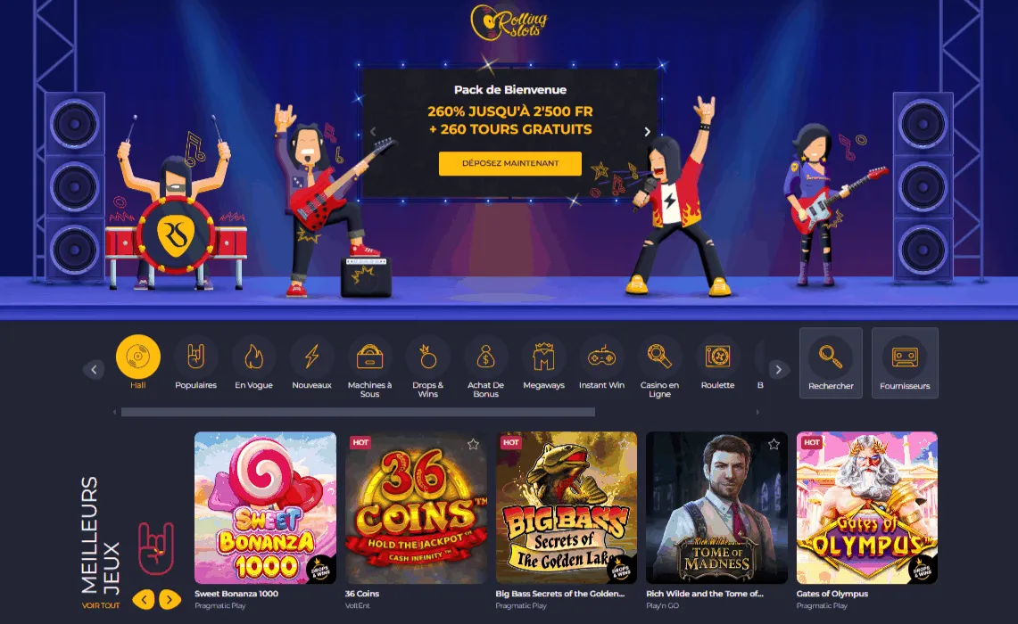 Rolling Slots Casino Accueil