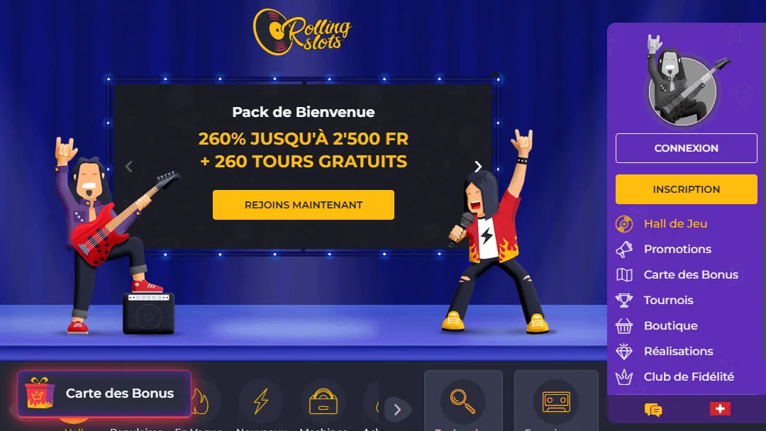 Offre de bienvenue Rolling Slots